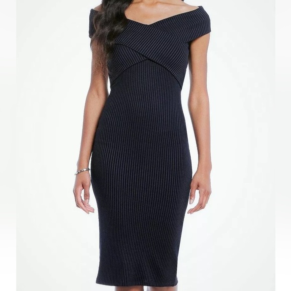 Michael Kors Ribbed Off Shoulder Midi Dress - Picture 2 of 13